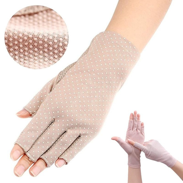  Sunblock Fingerless Gloves Non-Slip UV Protection
