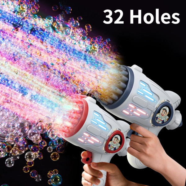 32 Holes Children Bubble Machine Toys LED Light Astronaut Shape ...