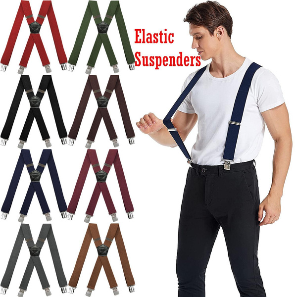 Elastic Suspenders for Men Heavy Duty with Clips X-Back Heavy Duty ...