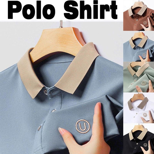 Summer outfit brown shorts polo shirt casual wear