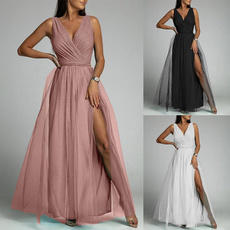 Fashion, long dress, Dress, V-neck