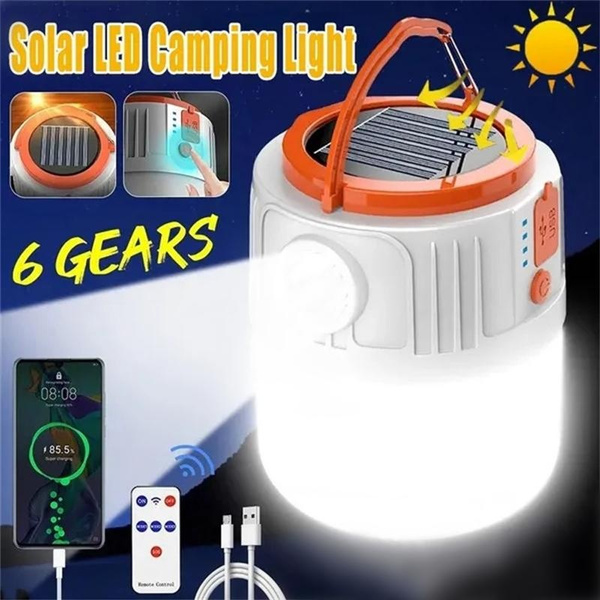 Lampe Solaire Camping LED Avec Power Bank Et Télécommande - 6 Modes