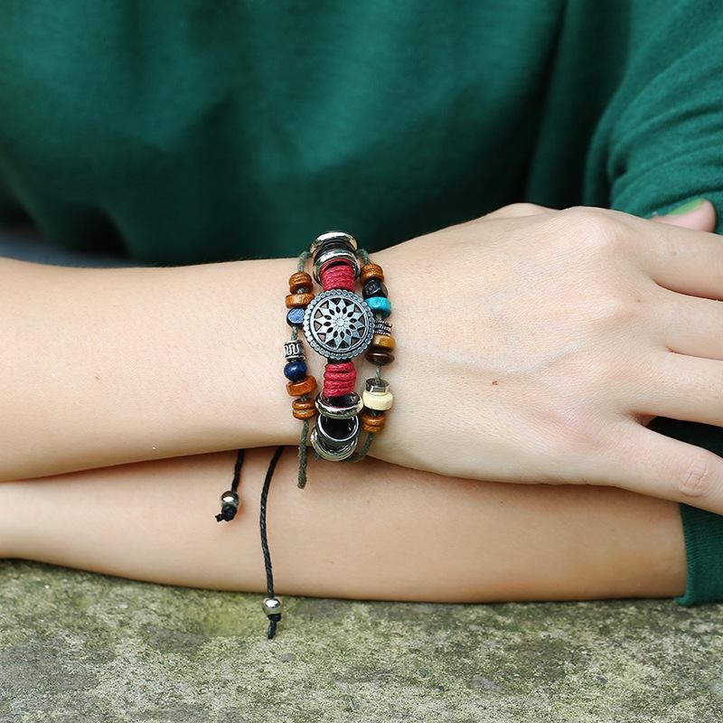 Classic Link Bracelet with Cowhide and Beads - Perfect for Any Outfit Classic Link Bracelet with Cowhide and Beads - Perfect for Any Outfit Link Bracelets,Chain,Jewelry