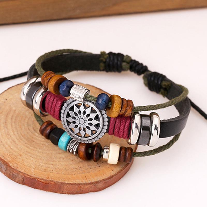 Intricately Beaded Leather Bracelet - Make a Statement with This One-of-a-Kind Bracelet Intricately Beaded Leather Bracelet - Make a Statement with This One-of-a-Kind Bracelet Link Bracelets,Chain,Jewelry