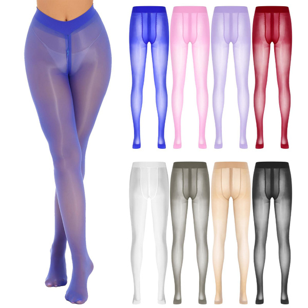 Womens Sheer Smooth Stretchy Pantyhose Zipper Crotch Tights Pants