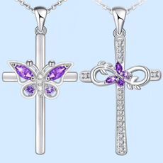 925 sterling silver necklace, butterfly, Jewelry, Cross Pendant