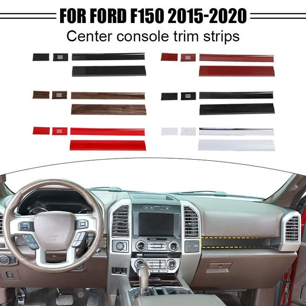 Center Console Dashboard Strips Trim Cover For Ford F150 2015+ Red Carbon Fiber