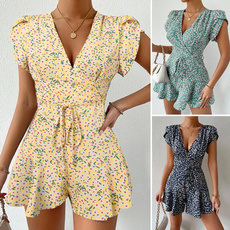 Summer, Women Rompers, floralprintjumpsuit, pants