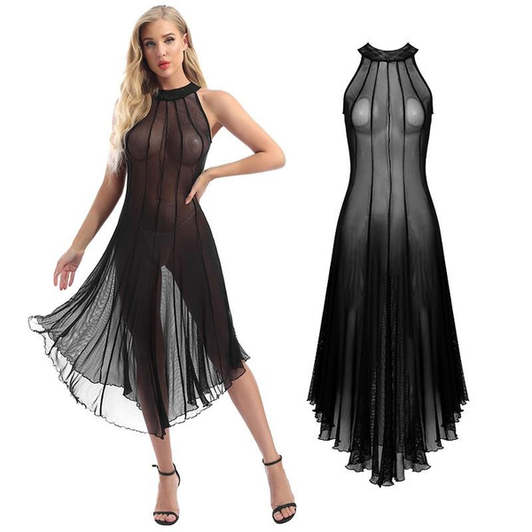 Transparent mesh cheap dress