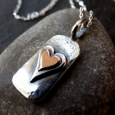 925 sterling silver necklace, Heart, Stainless Steel, geometricnecklace