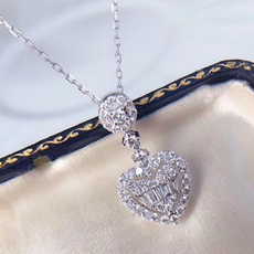 Sterling, Heart, DIAMOND, necklace women