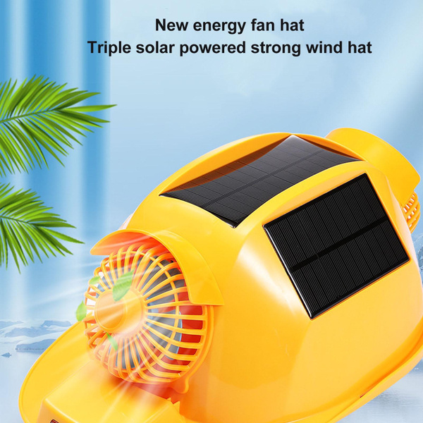 Hard Hat Double Fan Helmet with Light Solar Safety Helmet for