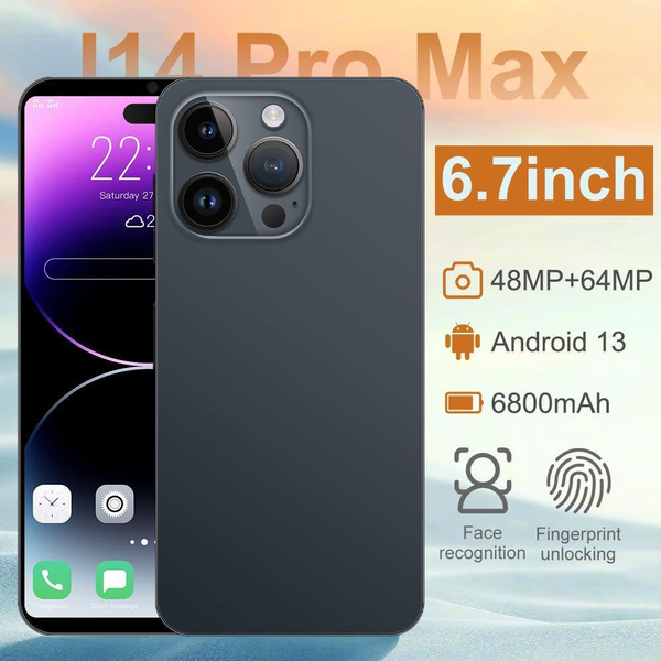 flexman Unlocked Smartphones, I14 Pro Max 6.7 Inch 4G Cell Phone, with  4000mAh Battery Black 100~240V, Face Unlock, Support C Port Fast Charging