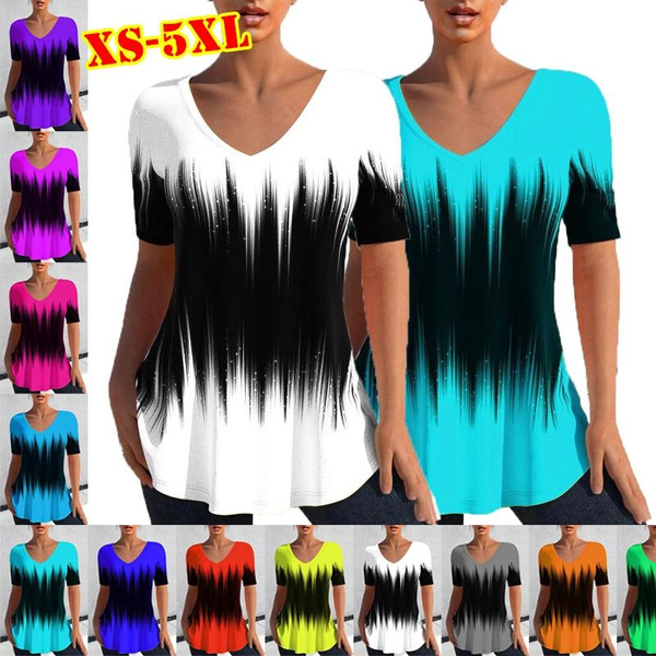 Best Deal for Women Casual Gradient Print T Shirt Short Sleeve Shirt