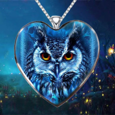 925 sterling silver necklace, Owl, Goth, Heart