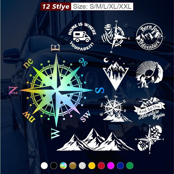 1PC Adventure Sports Compass Car Stickers Car Door Window Bumper Truck