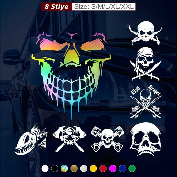 1PC Skull Decals Car Stickers Car Body Window Bumper Waterproof Vinyl