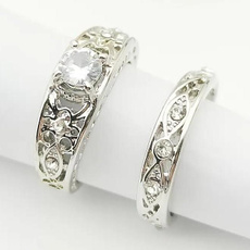 Sterling, DIAMOND, sterling silver, wedding ring