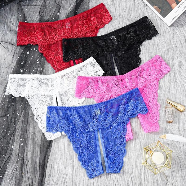 Plus Size Open Crotch Panties for Women Transparent Lace Underwear ...