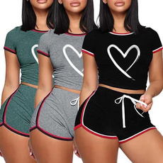 Heart, Two-Piece Suits, women track suit, Shorts