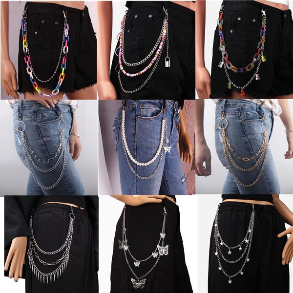 Layered Punk Chain On The Jeans Pants Women Spike Keychains for Men ...