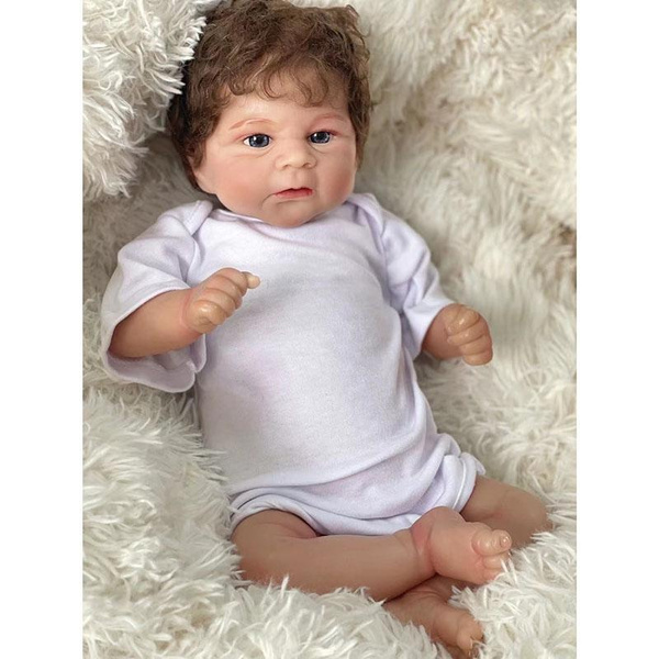 45cm Blue Eyes Cotton Body Realistic Handmade Baby Dolls Girl Lifelike