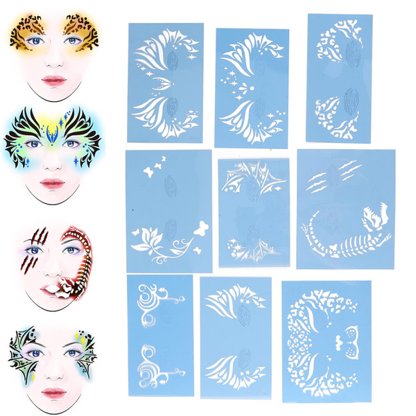 PET Material Face Paint Stencils Kit for Holiday Party Cosplay,Easy to
