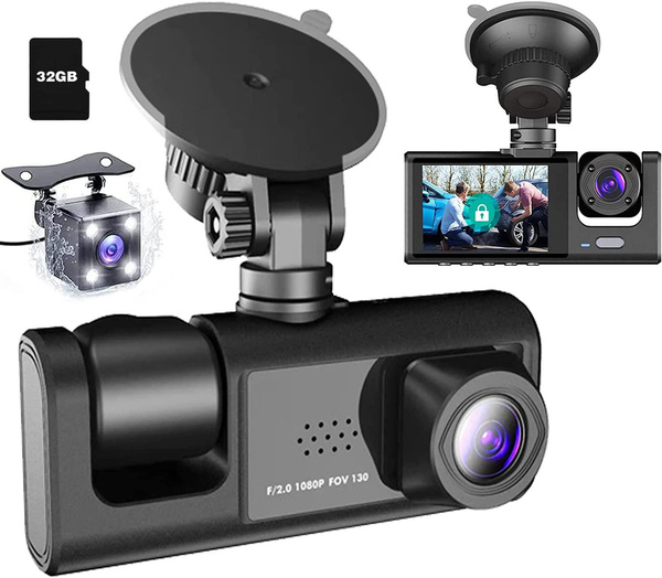 3 channel dash cam front and rear inside