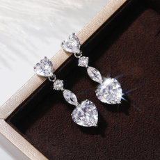 Heart, Luxury, silver earrings for women, Gifts