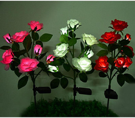 pink, outdoorfigurinelight, solarflowerlight, Flowers