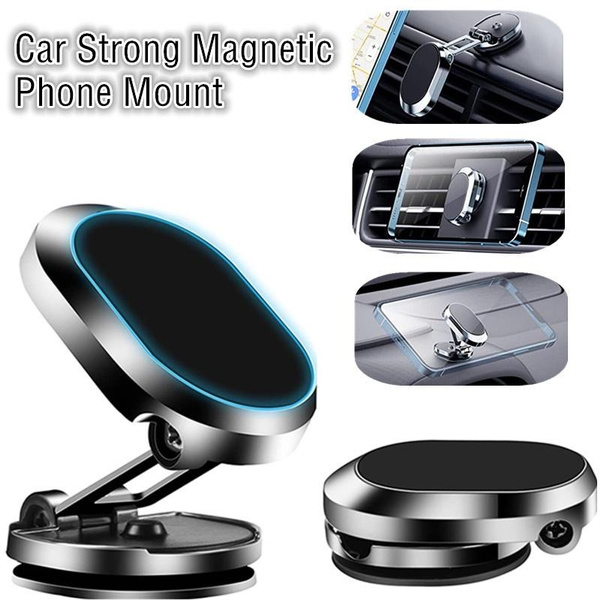 Car Magnetic Phone Mount with Foldable Base, 360° Rotation Dashboard ...