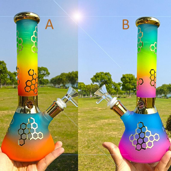 Orange or Purple Color Thick High Quality Glass Water Pipe with 14 Mm