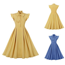 Swing dress, short sleeve dress, pleated dress, Sleeve