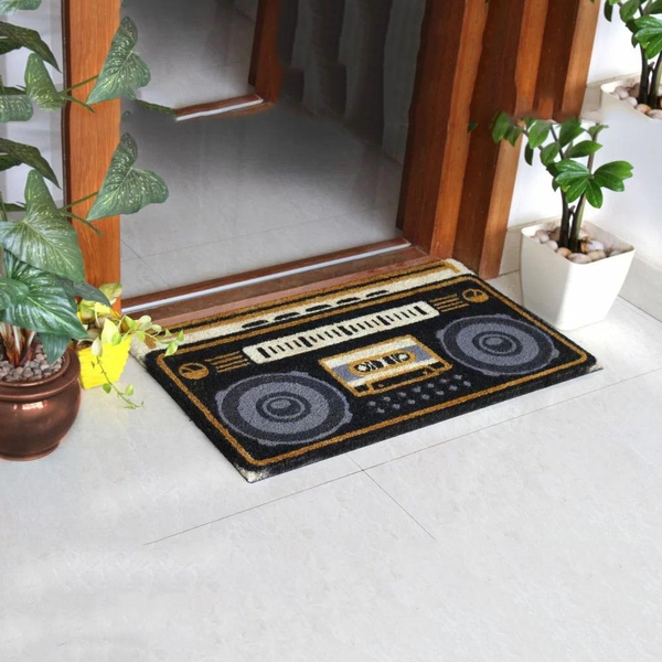 Gray Tufted Boom Box Coir Doormat Easy Clean Rug PVC Carpets Wish