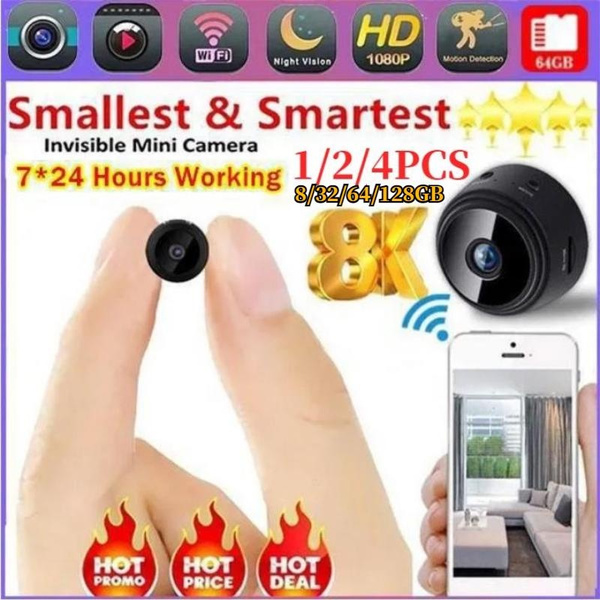 1/2/4Pcs Upgraded Best 8K Camera Mini WiFi Spy Camera 8/32/64/128GB ...
