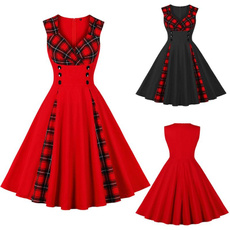 Swing dress, plaid, Cotton, Plaid Dress