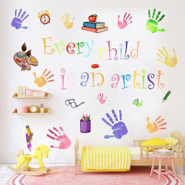 Color Handprint Pencil Book Wall Decal with Words Every Child for ...