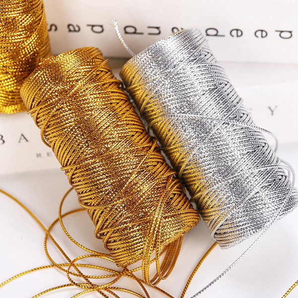 100M Gold Silver Macrame Cord Rope String Twine Ribbon Bows Crafts DIY Gift  Wrap Sewing Twisted Thread Home Textile Decor 1.5mm