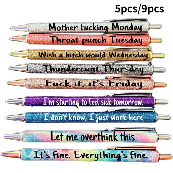 5pcs/9pcs Funny Pens Spoof Fun Ballpoint Pen Set, Premium Novelty