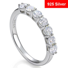 Sterling, sevenmoissanitestonering, moissanitejewelry, 925 silver rings