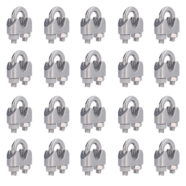 Wire Cable Clamps, Wire Rope Clamp High Strength Stainless Steel 20Pcs