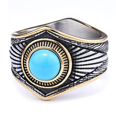 Steel, ringsformen, Turquoise, Women Ring