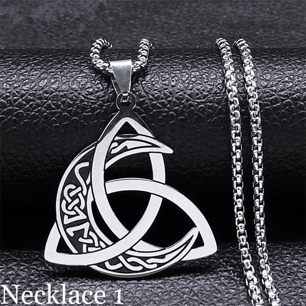 Diamond Silver Celtic Trinity Knot Necklace