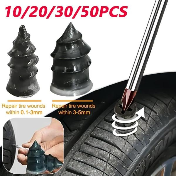 Kit De Réparation De Pneu - 30 Clous En Caoutchouc + 1 Outil, Tailles Petit 0.21x0.46 Et Large 0.27x0.50 Pouces