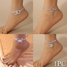 butterfly, Fashion, DIAMOND, ankletchain