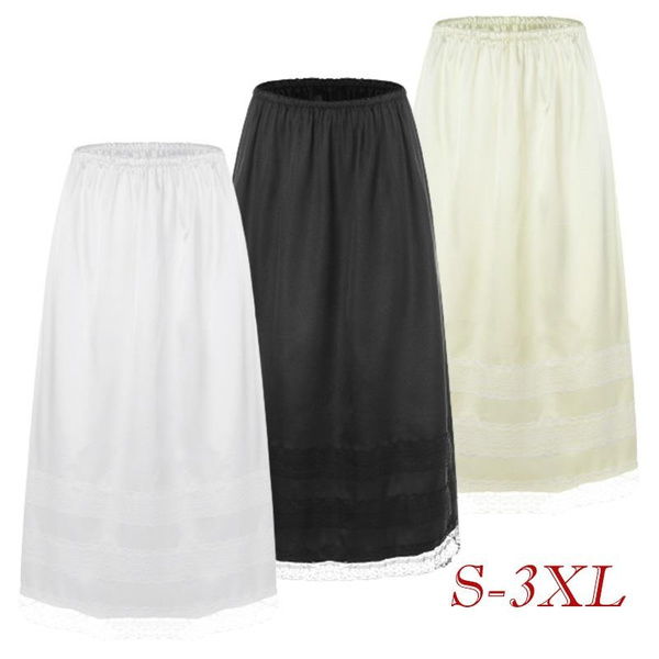 Women's Elastic Waist Petticoat Inner Wear Skirt Soft Half Slip ...