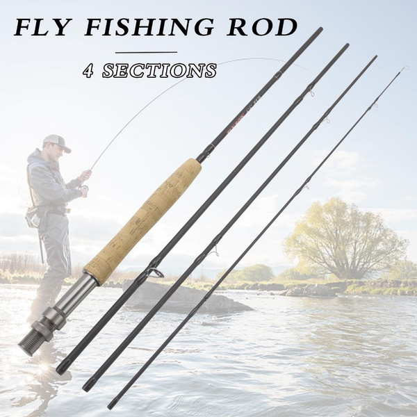 Fly Fishing Rod Carbon Fiber Cork Handle 4 Section Lightweight Pikes Fish  Trout Pole Lake River Stream Fly Rod