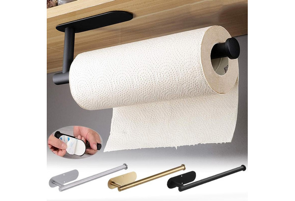 Stainless Steel Paper Towel Holder Adhesive Toilet Roll Paper Holder No  Hole Punch Kitchen Bathroom Toilet Lengthen Storage Rack