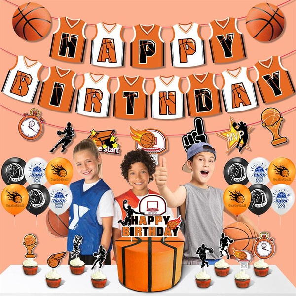 Basketball Theme Party Decoration Sports Happy Birthday Banner Flag