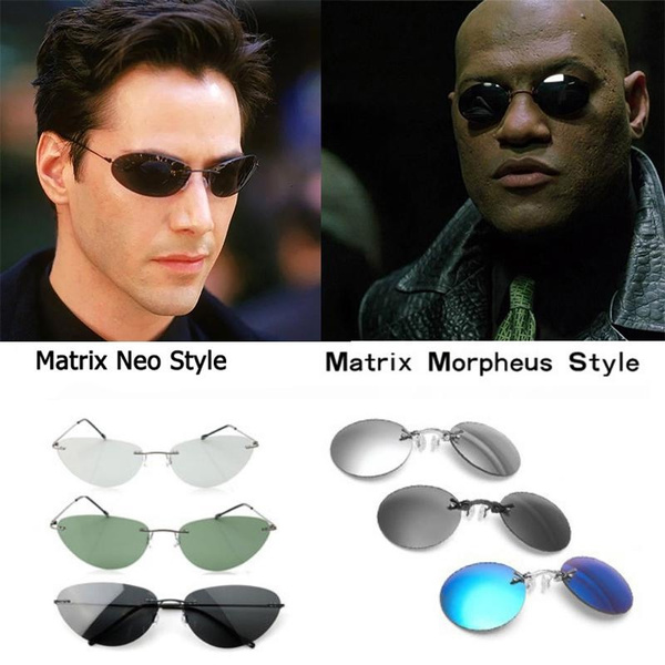 Glasses Shop Round Rimless Sunglasses Men Matrix Morpheus Men's Classic ...